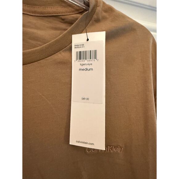 NWT Calvin Klein Tigers Eye Brown Short Sleeve Liquid Touch T-Shirt Size Large - Picture 5 of 5